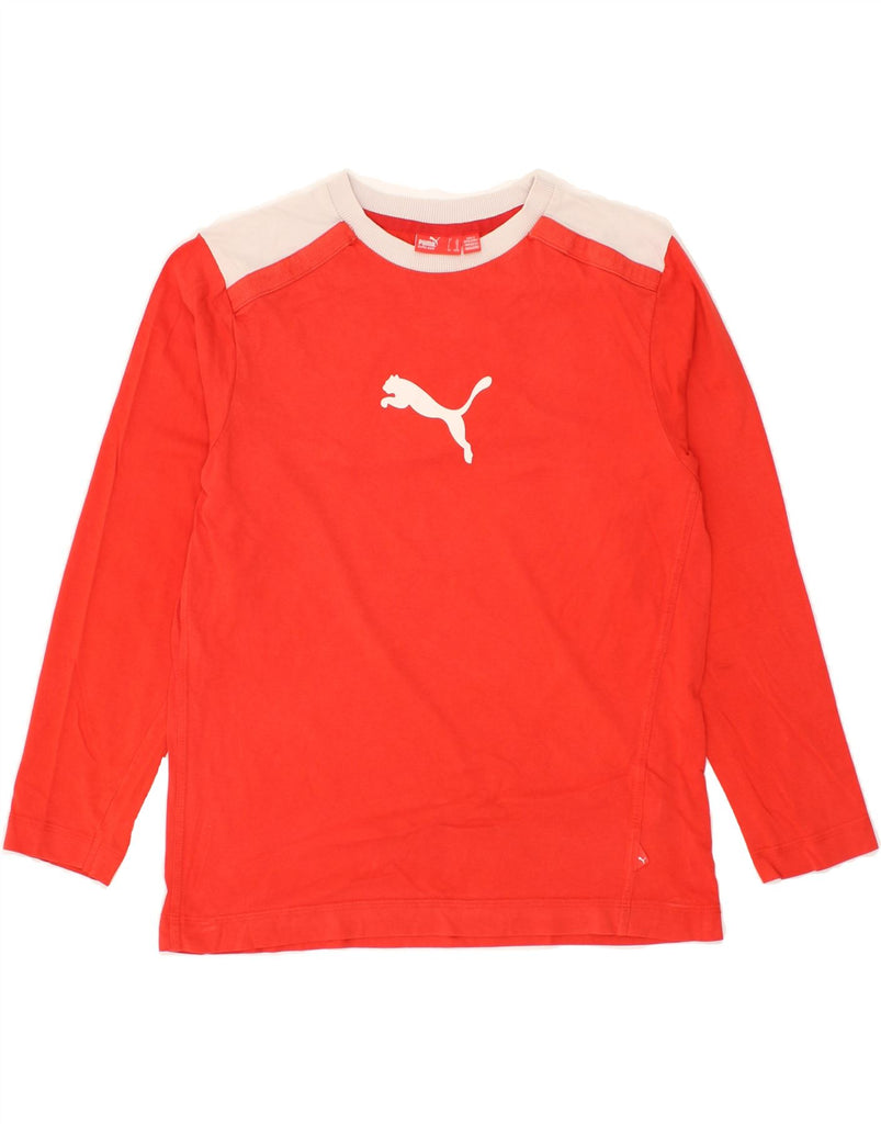 PUMA Boys Graphic Top Long Sleeve 11-12 Years Red Colourblock Cotton | Vintage Puma | Thrift | Second-Hand Puma | Used Clothing | Messina Hembry 