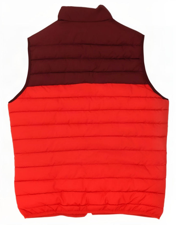 Jack & Jones Mens Padded Gilet UK 36 Small Red Colourblock Polyester