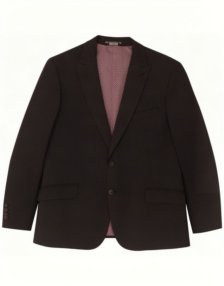 Marks & Spencer Mens Short 2 Button Blazer Jacket UK 46 3XL Grey Polyester