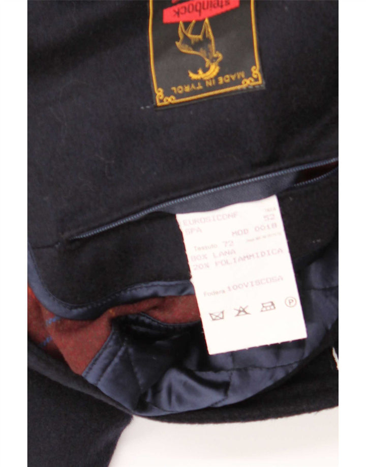 Steinbock Mens Overcoat IT 52 XL Navy Blue Wool