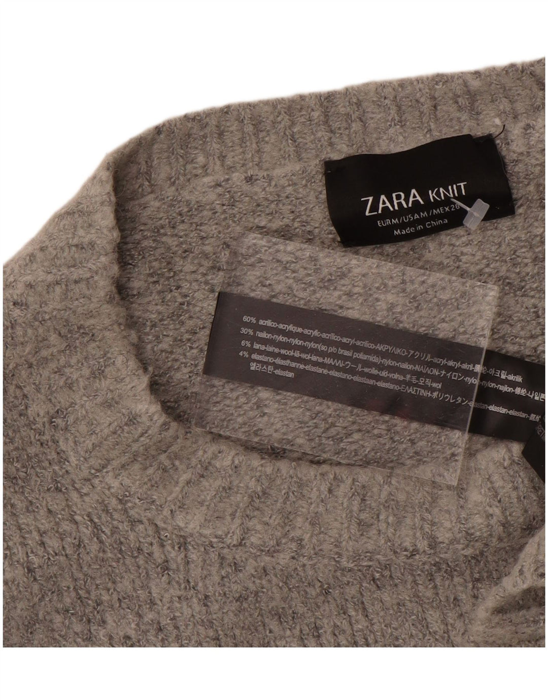 Zara Womens Oversized Boat Neck Jumper Sweater UK 14 Medium Grey Acrylic
