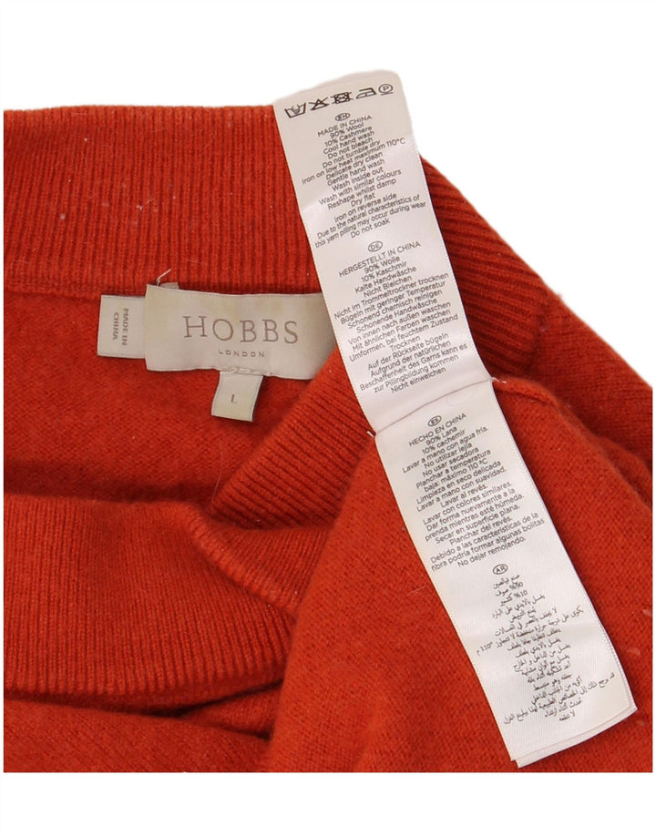 Hobbs Womens Crop Turtle Neck Jumper Sweater UK 16 Large Orange Wool