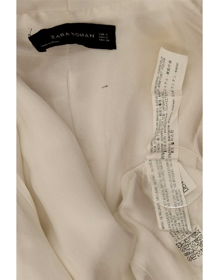 Zara Womens 3/4 Sleeve Blazer Jacket UK 10 Small White Polyester