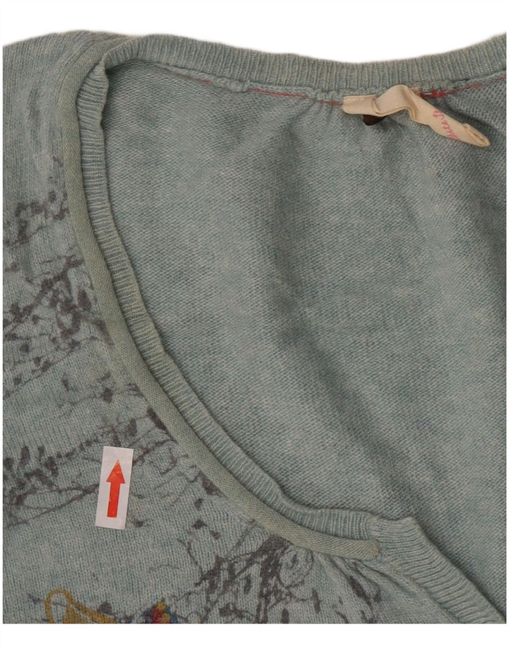 White Stuff Womens Cardigan Sweater UK 12 Medium Blue Floral Viscose