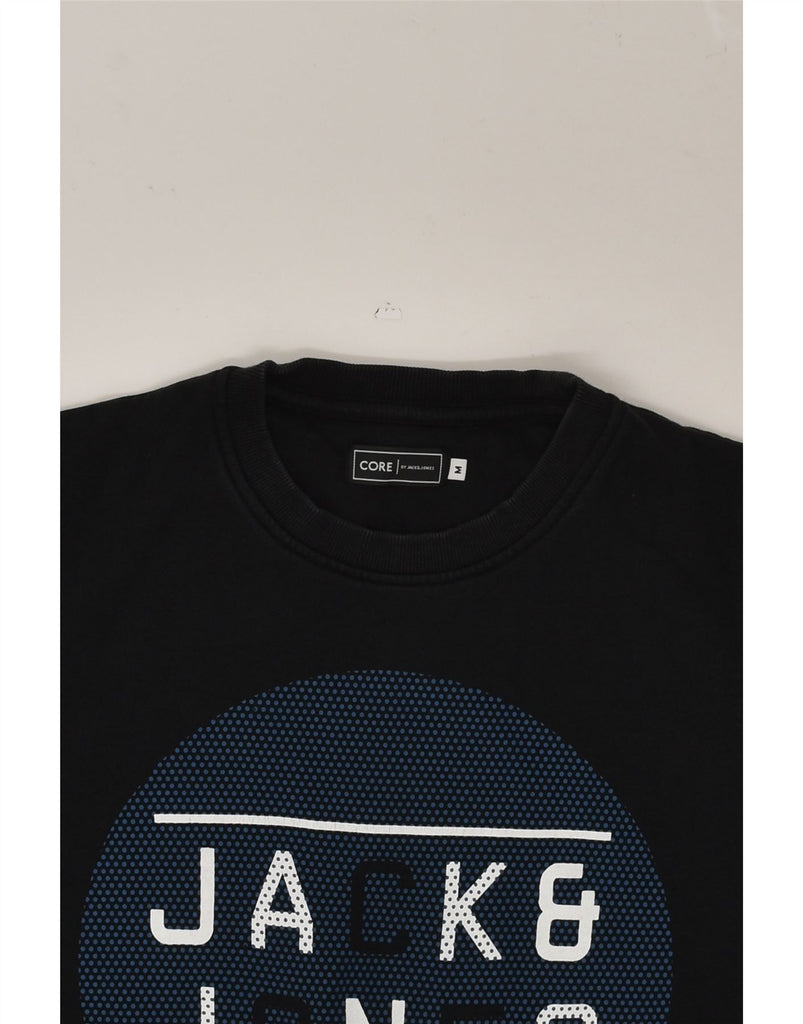 JACK & JONES Mens Graphic Sweatshirt Jumper Medium Black Cotton | Vintage Jack & Jones | Thrift | Second-Hand Jack & Jones | Used Clothing | Messina Hembry 