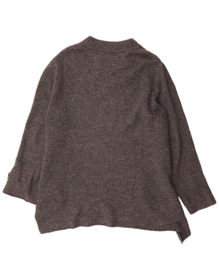 Zara Womens Oversized Longline Crew Neck Jumper Sweater UK 10 Small Grey