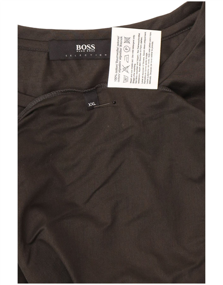 Hugo Boss Mens T-Shirt Top 2XL Khaki Cotton