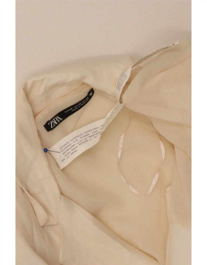 Zara Womens Overcoat UK 6 XS Off White Viscose