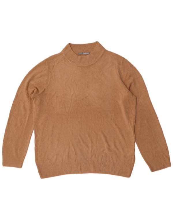 Marks & Spencer Womens Turtle Neck Jumper Sweater UK 16 Large Brown