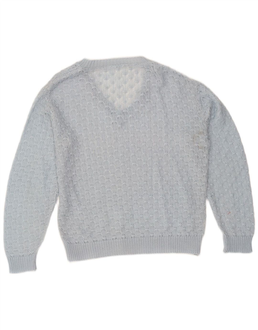 Vintage Womens V-Neck Jumper Sweater UK 14 Medium Blue
