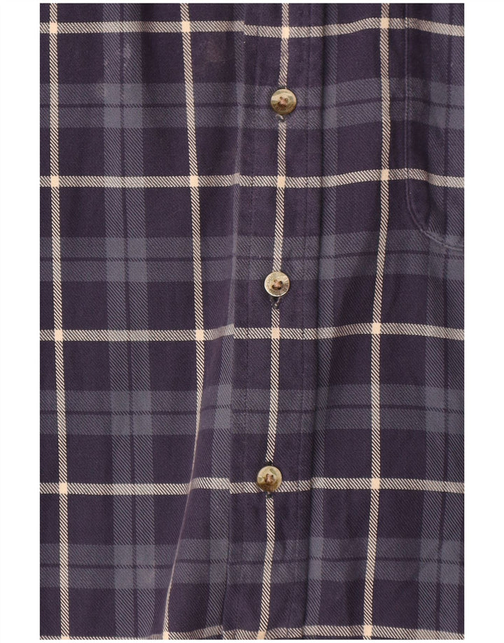 Eddie Bauer Mens Flannel Shirt Large Navy Blue Check Cotton