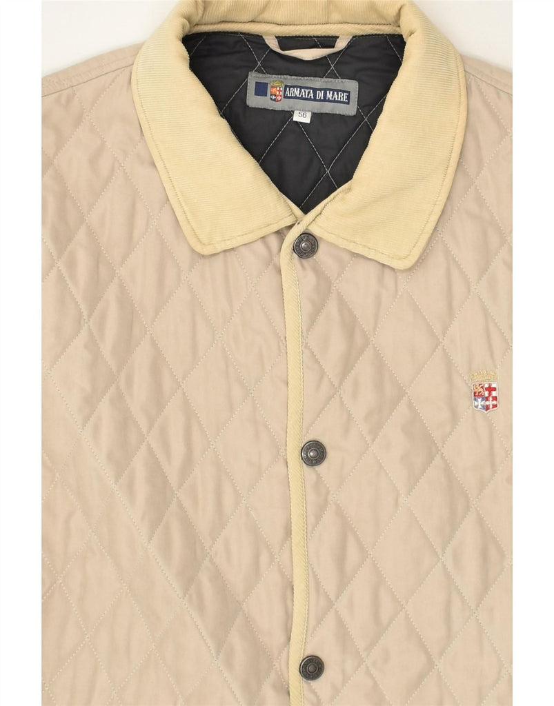 ARMATA DI MARE Mens Quilted Jacket UK 40 Large Beige Polyester Vintage Armata Di Mare and Second-Hand Armata Di Mare from Messina Hembry 