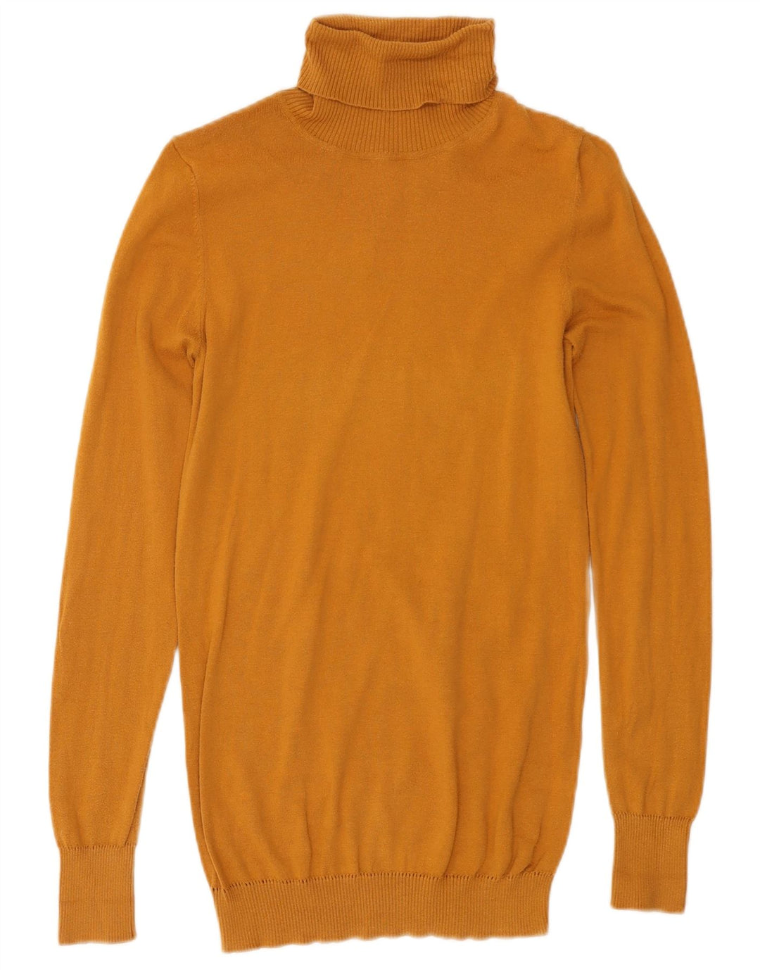 Benetton Womens Roll Neck Jumper Sweater UK 8 Small Yellow
