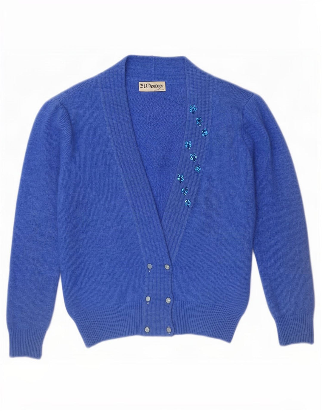 St. Georges Womens Oversized Cardigan Sweater US 4 Small Blue