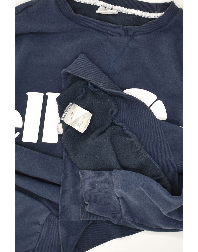ELLESSE Mens Graphic Sweatshirt Jumper 2XL Navy Blue Cotton | Vintage Ellesse | Thrift | Second-Hand Ellesse | Used Clothing | Messina Hembry 