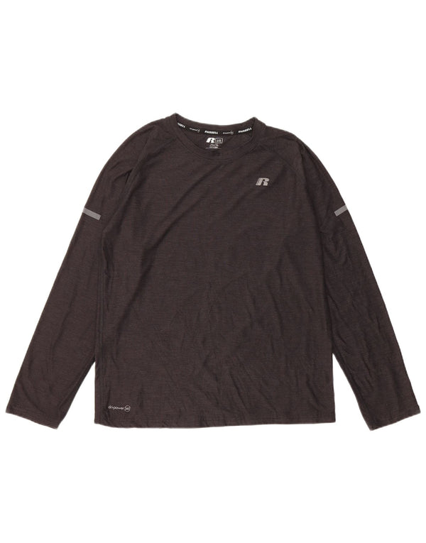 RUSSELL ATHLETIC Boys Dri-Power Top Long Sleeve 14-15 Years XL Grey