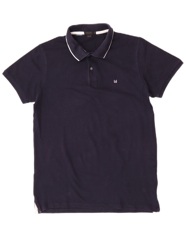 Liu Jo Mens Slim Fit Polo Shirt Large Navy Blue Cotton