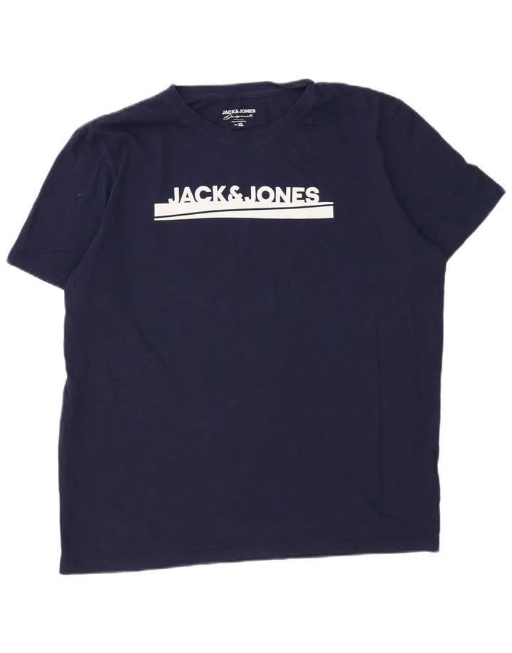 Jack & Jones Mens Graphic T-Shirt Top XL Navy Blue