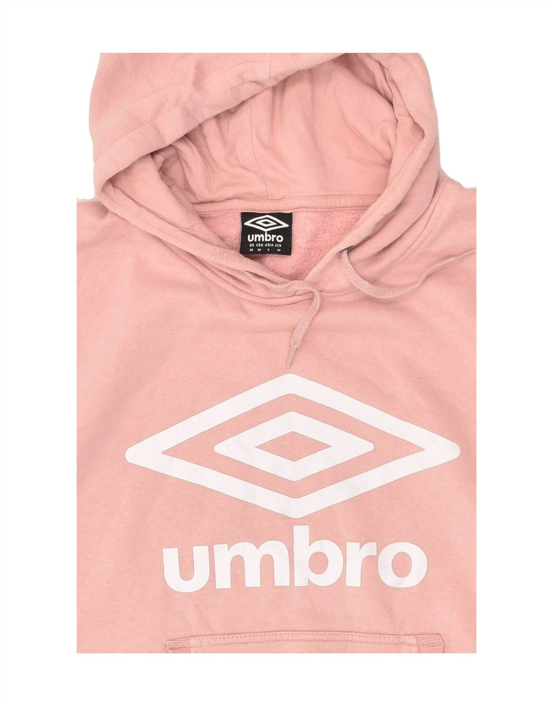 UMBRO Womens Graphic Hoodie Jumper UK 14 Medium Pink Cotton | Vintage Umbro | Thrift | Second-Hand Umbro | Used Clothing | Messina Hembry 