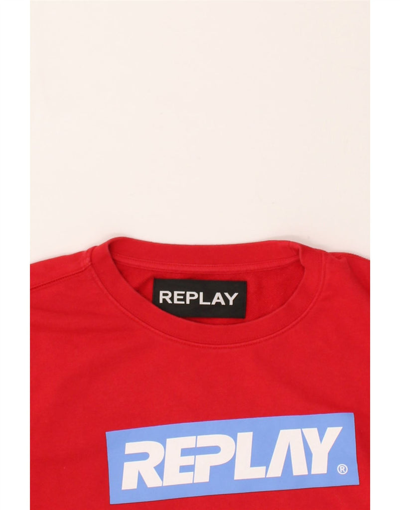 REPLAY Mens Graphic Sweatshirt Jumper Medium Red | Vintage Replay | Thrift | Second-Hand Replay | Used Clothing | Messina Hembry 