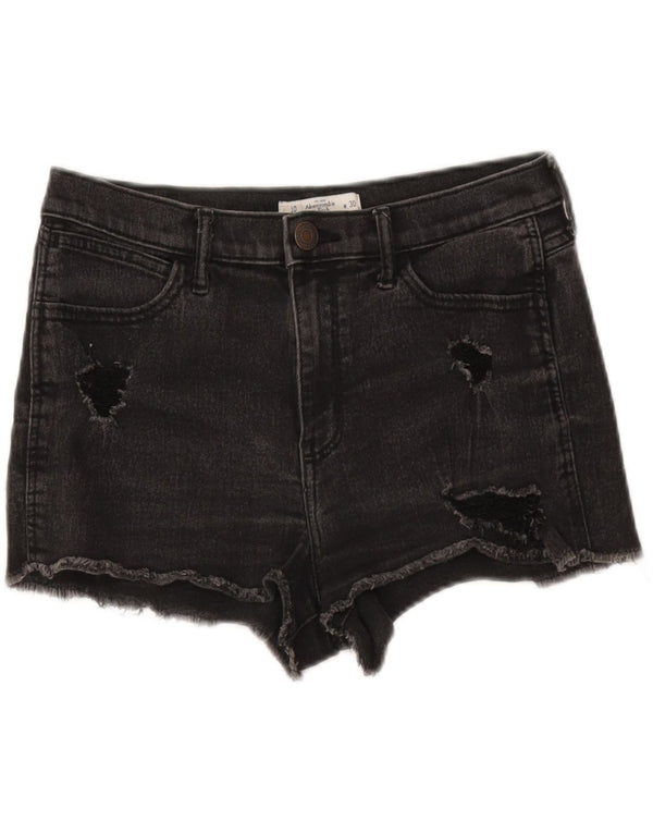 Abercrombie & Fitch Womens Distressed Denim Shorts UK 10 Small W30 Black