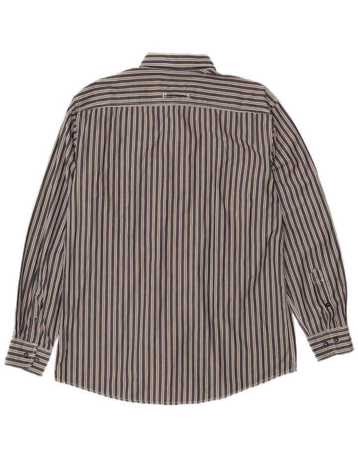 CAMEL ACTIVE Mens Shirt Large Navy Blue Striped Cotton