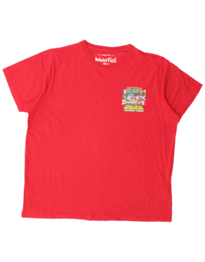 WEIRD FISH Mens Graphic T-Shirt Top 2XL Red Cotton