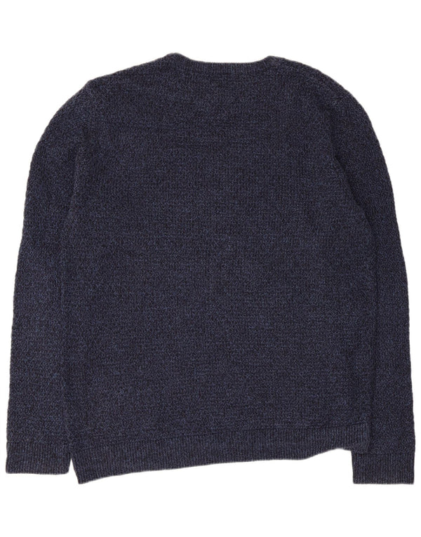 Jack & Jones Mens Crew Neck Jumper Sweater XL Navy Blue Flecked Cotton