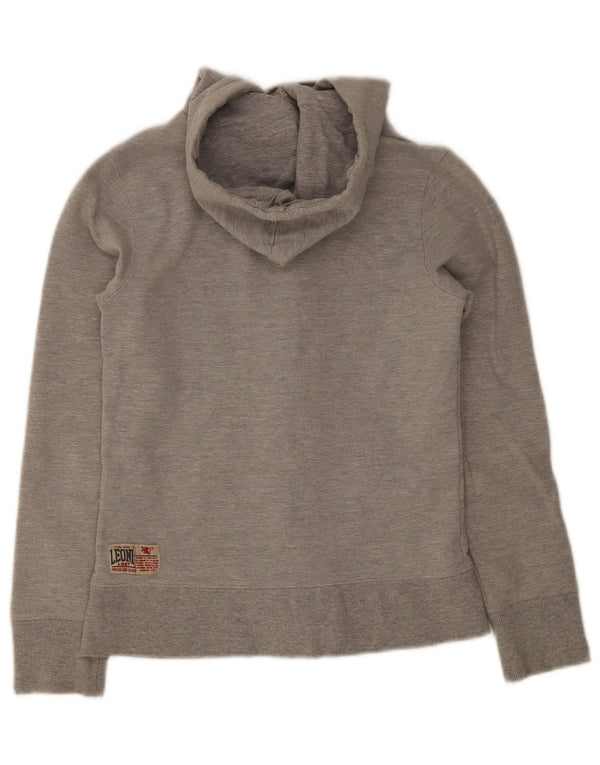 Leone Womens Zip Hoodie Sweater UK 12 Medium Grey Cotton