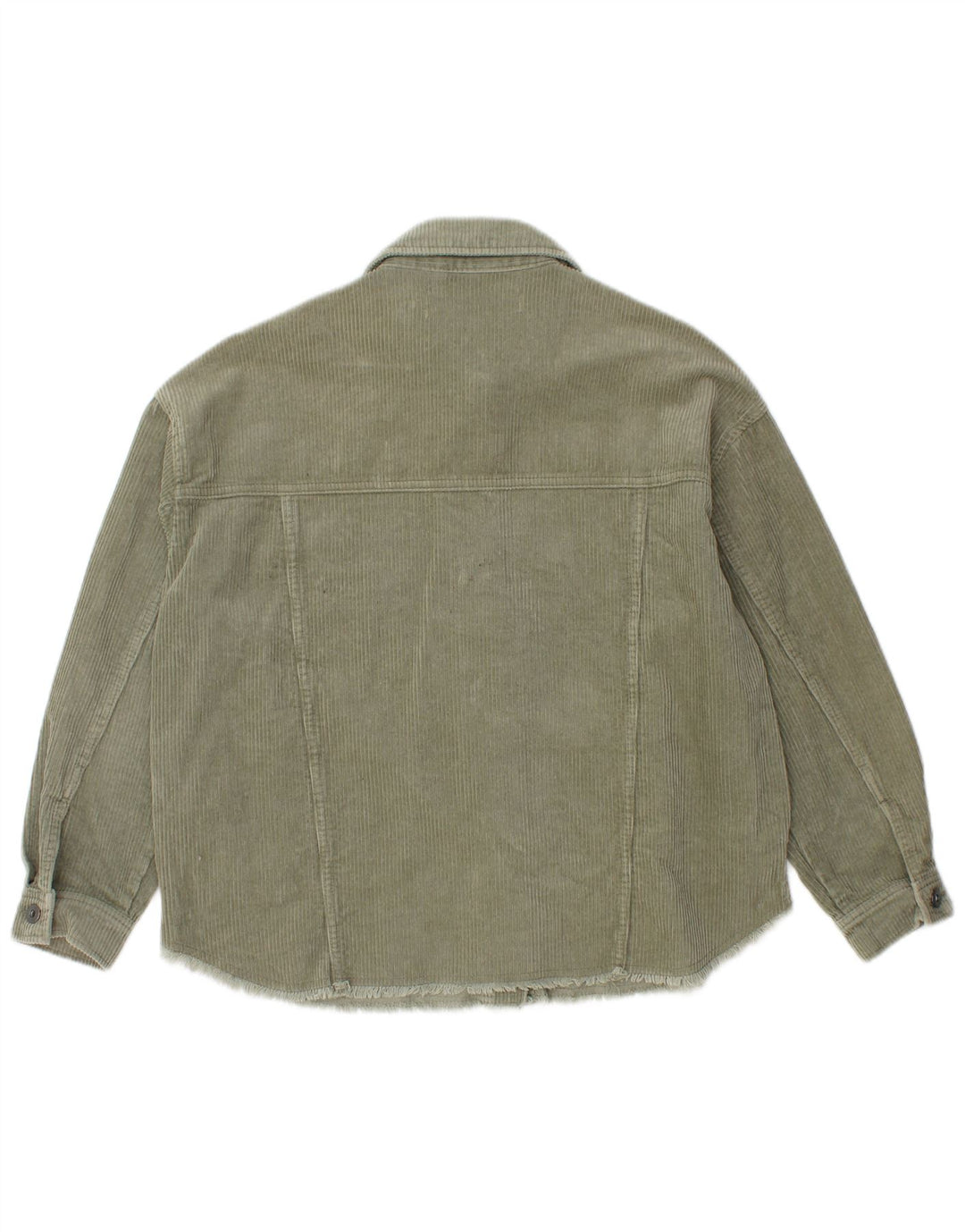 ZARA Womens Loose Fit Overshirt Corduroy Shirt UK 6 XS Green Cotton