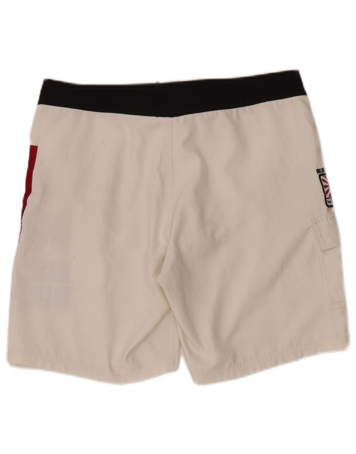 Sundek Mens Graphic Swimming Shorts Large  White Polyester