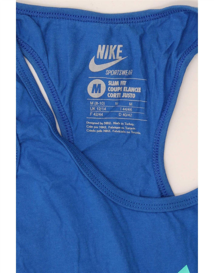 Nike Womens Slim Fit Graphic Vest Top UK 12/14 Medium Blue