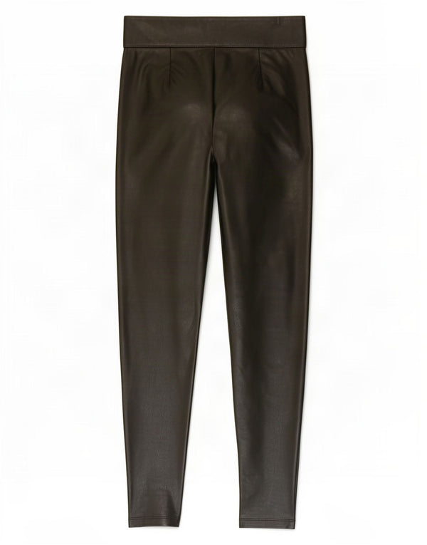 Marks & Spencer Womens High Waist Faux Leather Leggings UK 10 Small Green