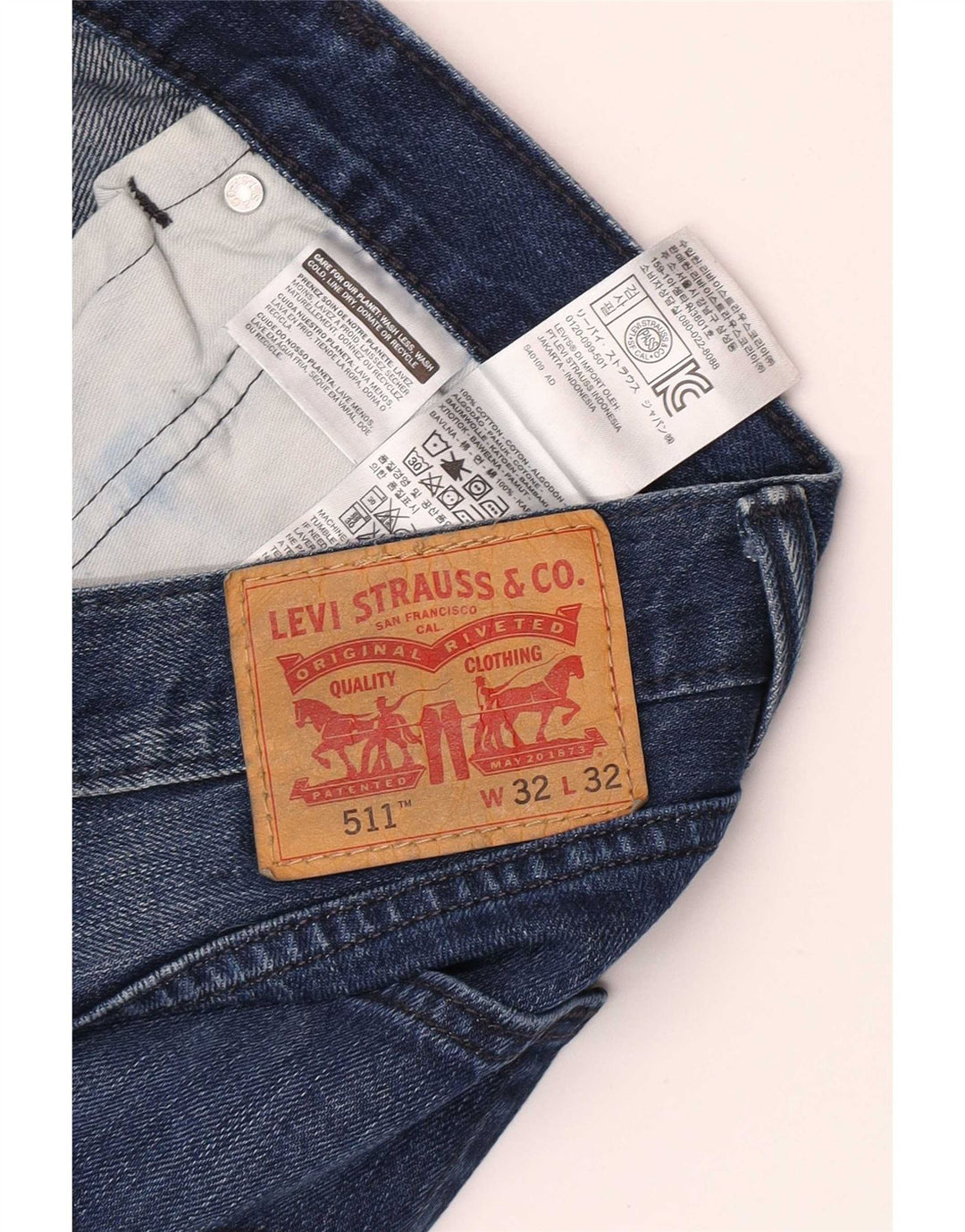 Levi's Mens 511 Distressed Slim Tapered Jeans W32 L32 Blue Cotton