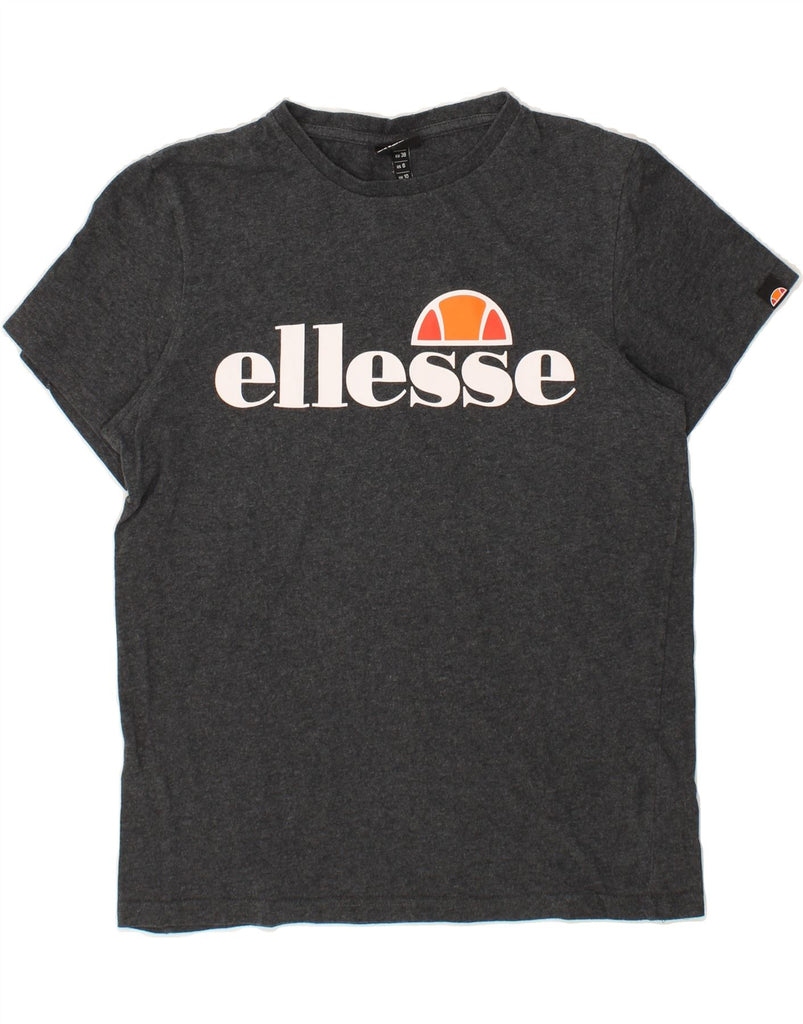 ELLESSE Womens Oversized Graphic T-Shirt Top UK 10 Small Grey Cotton | Vintage Ellesse | Thrift | Second-Hand Ellesse | Used Clothing | Messina Hembry 