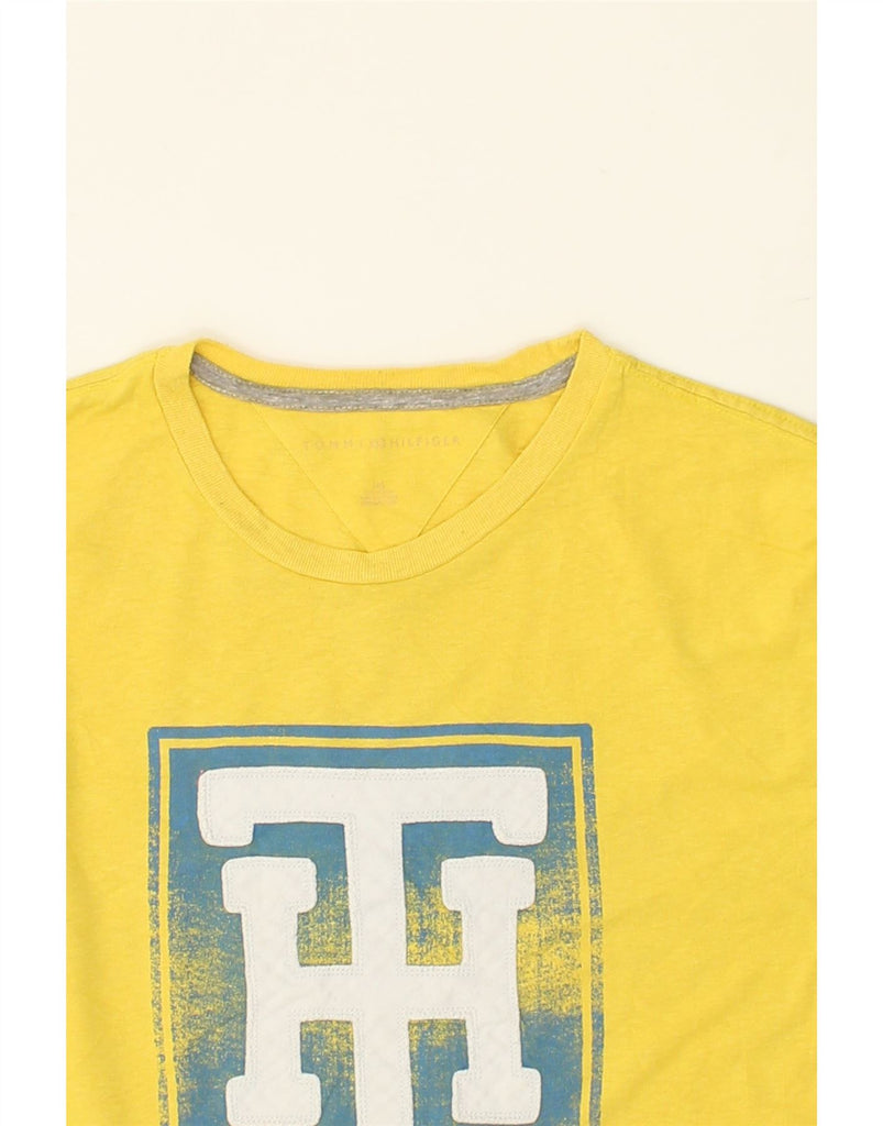 TOMMY HILFIGER Mens Graphic T-Shirt Top Large Yellow Cotton | Vintage Tommy Hilfiger | Thrift | Second-Hand Tommy Hilfiger | Used Clothing | Messina Hembry 