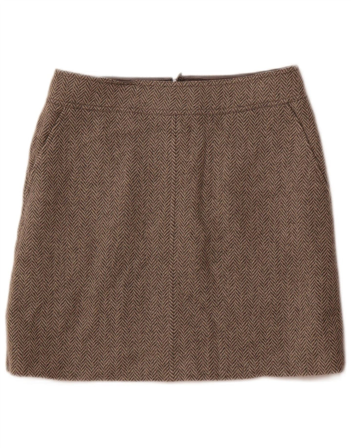 Jigsaw Womens A-Line Skirt UK 10 Small W30  Grey Herringbone Wool
