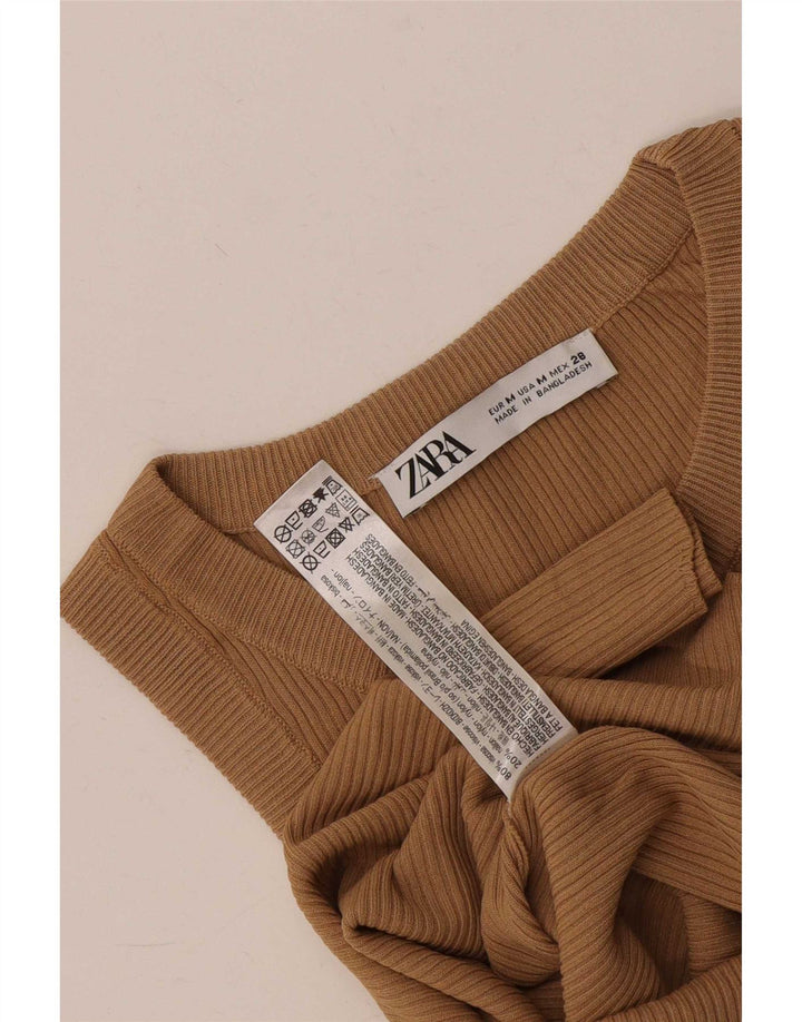 Zara Womens Vest Top UK 12 Medium Brown Viscose