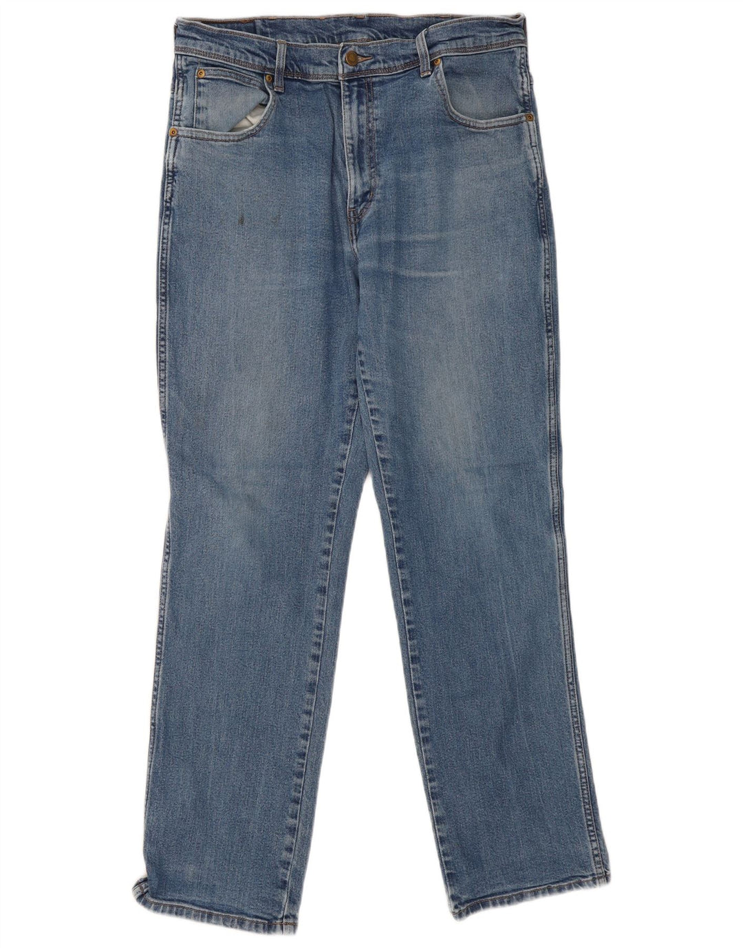 Wrangler Mens Regular Fit Straight Jeans W36 L32 Blue Cotton