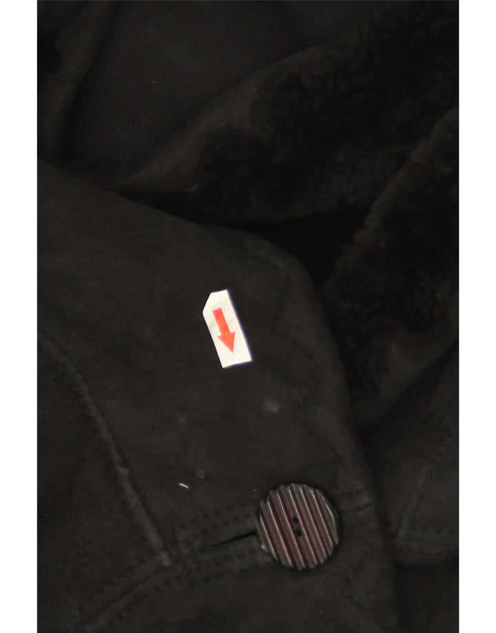 Vintage Womens Shearling Jacket IT 44 Medium Black Shearling