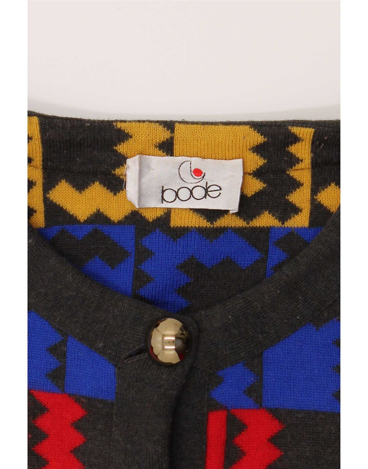 Bode Womens Crop Cardigan Sweater UK 14 Medium Multicoloured Geometric