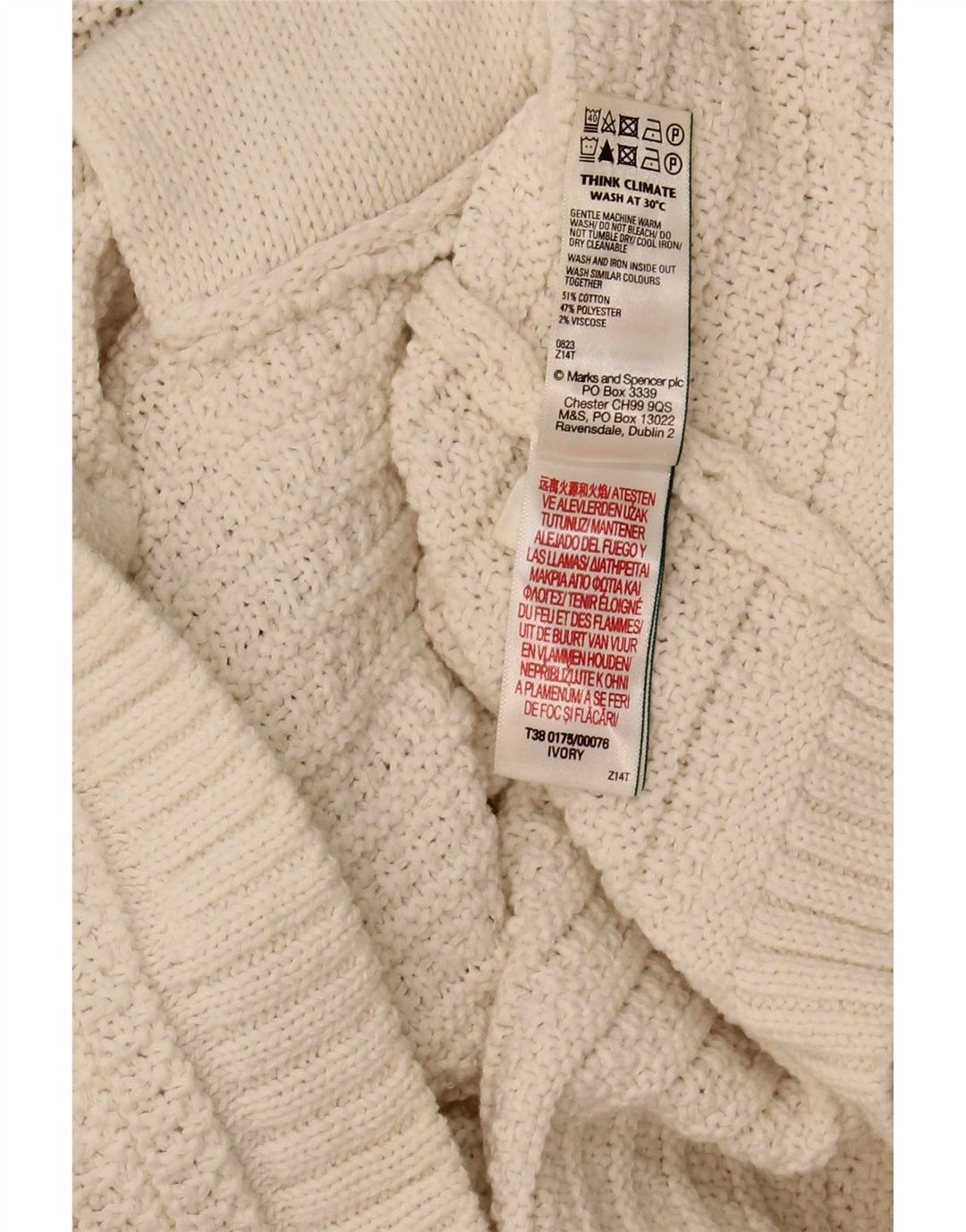 Marks & Spencer Womens Crop Cardigan Sweater UK 16 Large Off White