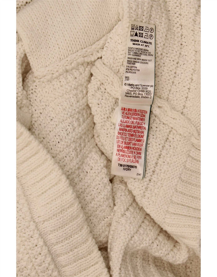 Marks & Spencer Womens Crop Cardigan Sweater UK 16 Large Off White