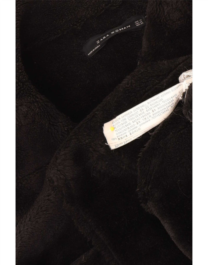 Zara Womens Oversized Sherpa Jacket UK 6 XS  Black Polyester