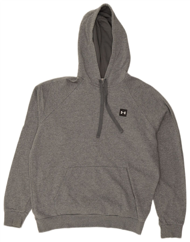 UNDER ARMOUR Mens Hoodie Jumper Large Grey Flecked Cotton