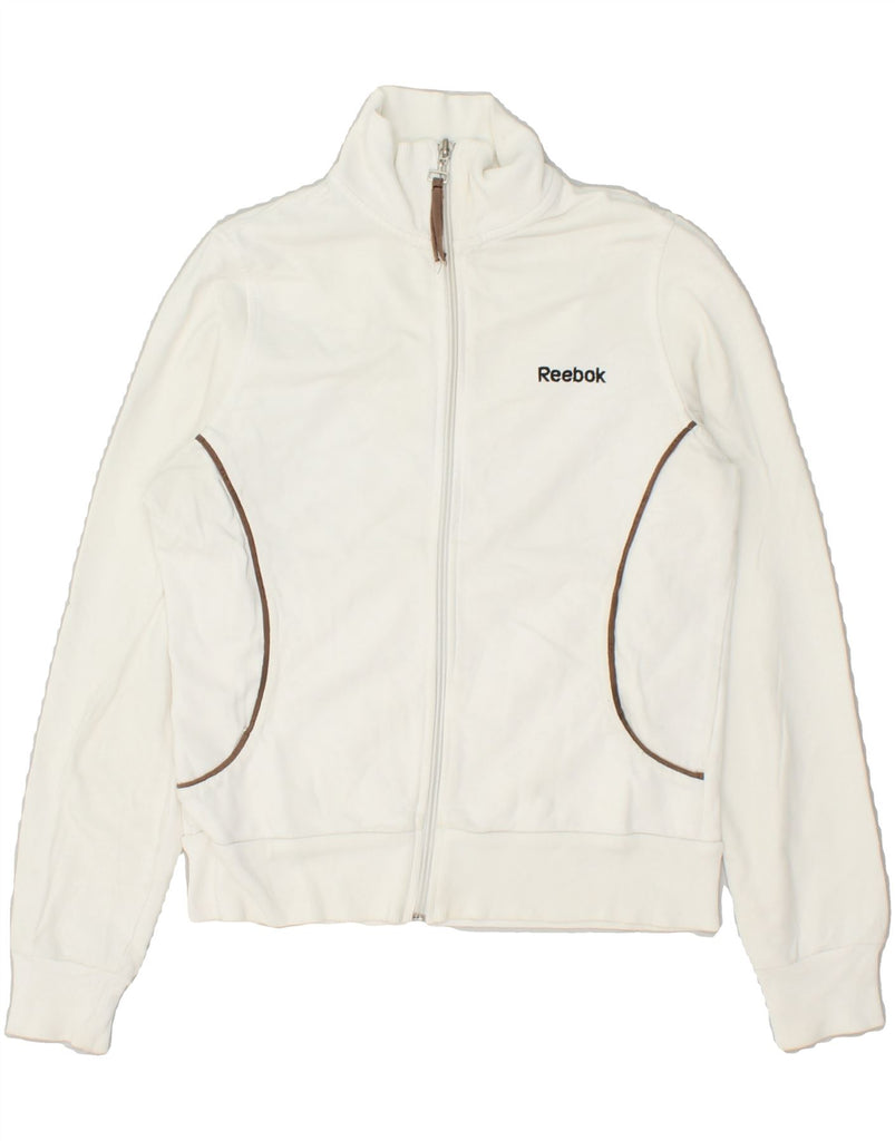 REEBOK Womens Tracksuit Top Jacket UK 10 Small White Cotton | Vintage Reebok | Thrift | Second-Hand Reebok | Used Clothing | Messina Hembry 