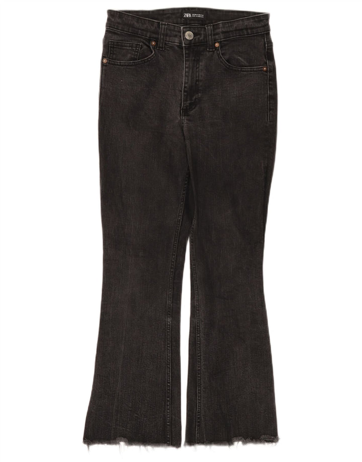 ZARA Womens Flared Jeans EU 38 Small W28 L25 Black Cotton