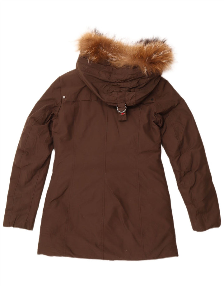 CANADIENS Womens Hooded Padded Jacket EU 40 Medium Brown Cotton