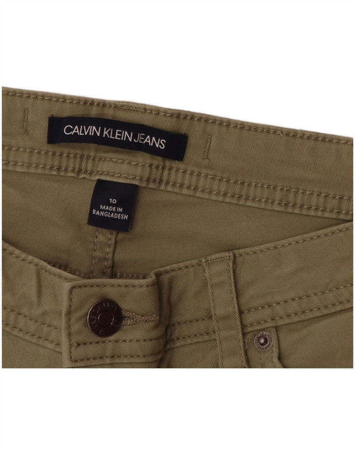 CALVIN KLEIN Womens Tapered Casual Trousers US 10 Large W30 L27 Green