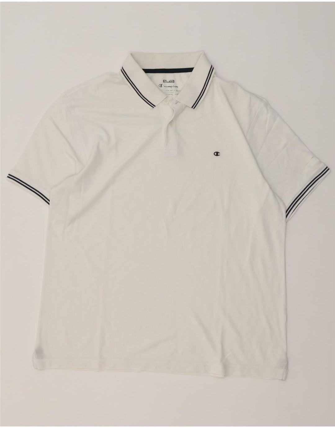 Champion Mens Polo Shirt Large White Striped
